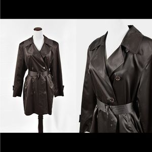 Anne Klein II Double Lined Belted Satin Trench Coat Sz8